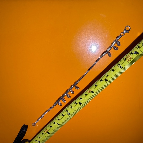 Sterling Silver Snake Chain Bracelet Dangling Bead Charm Vintage 925 - Picture 10 of 12